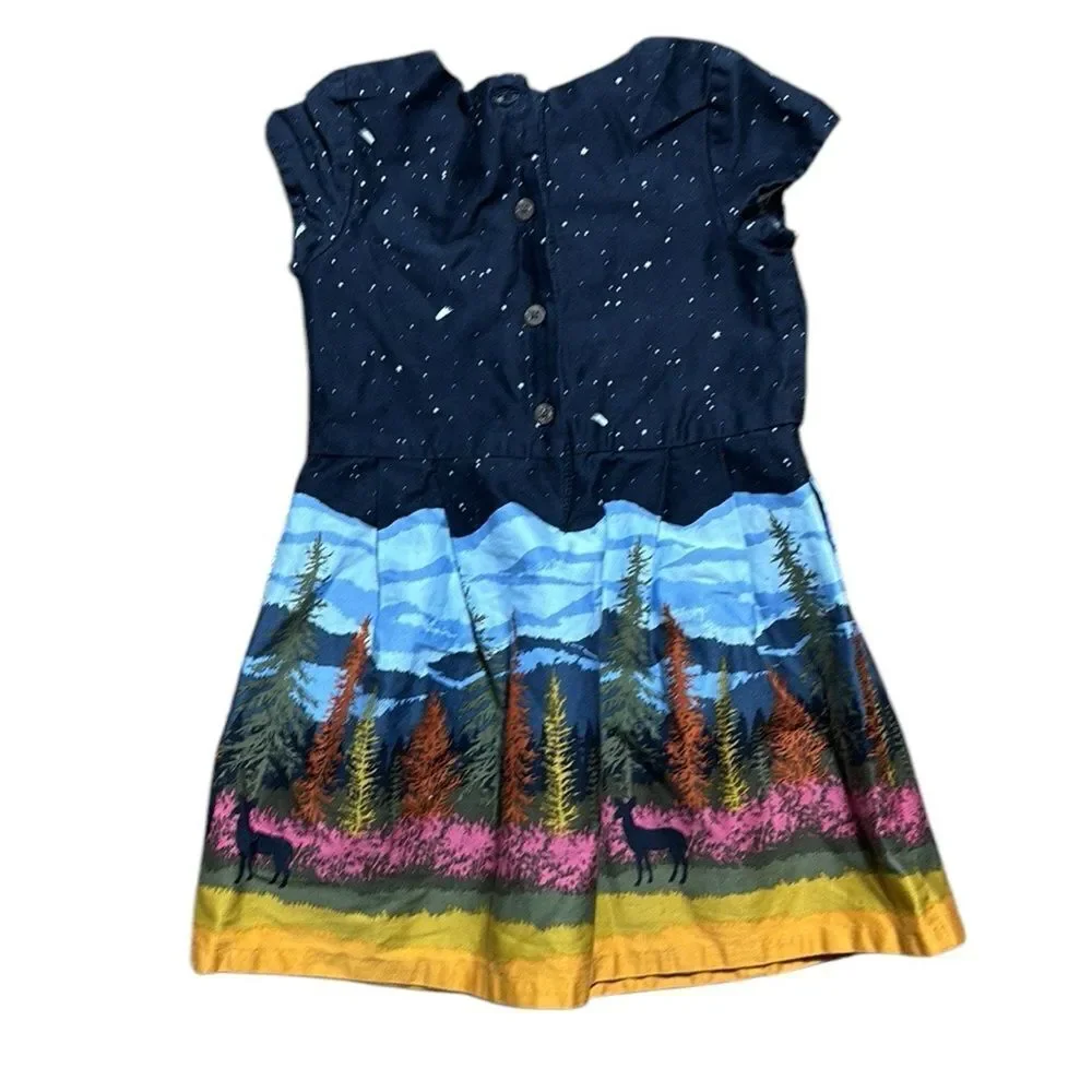 Genuine kids osh kosh girls shift dress outdoor stars camping nature woods